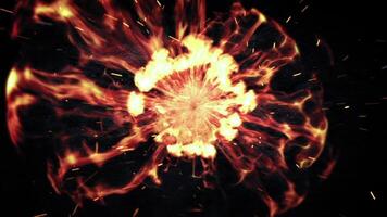 Explosion Effect with Fiery Burst and Sparks on Dark Background video