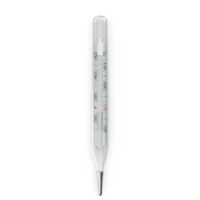 Medical Thermometer, Clear Glass Clinical Temperature Gauge , 3d render, transparent background, png