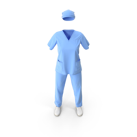 Surgical Scrub Suit Uniform Medical Apparel , 3d render, transparent background, png