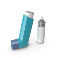 Asthma Inhaler and Spacer, Medical Device Illustration, 3d render, transparent background. png