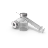 Medical Vial and Syringe, Vaccination Injection Healthcare , 3d render, transparent background, png