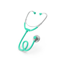 Teal Stethoscope, Medical Equipment Healthcare Symbol Doctors Tool , 3d render, transparent background, png