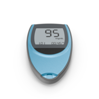 Blood Glucose Meter, Diabetes Testing Device 95mgdL Reading , 3d render, transparent background, png