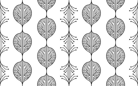 Black Circuit Board Pattern on White Background technology vector