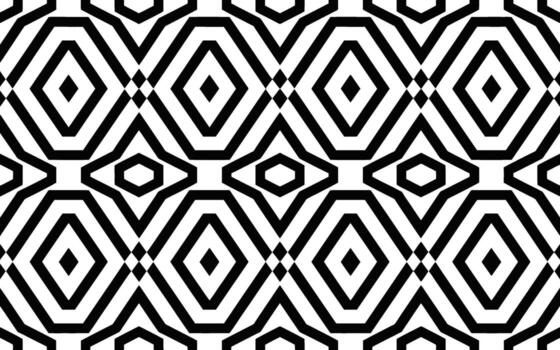 Black and White Geometric Pattern with Diamond and Hexagon Shapes vector