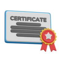 Diploma graduation certificate 3d render with stamp ribbon star png