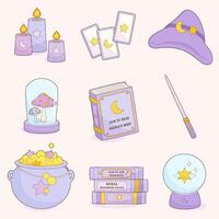 Magical items illustration in pastel colors vector