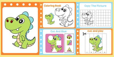 worksheets pack for kids a dino vector