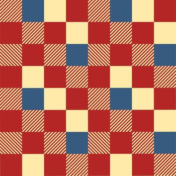 Seamless pattern with red and blue checkered on yellow background vector