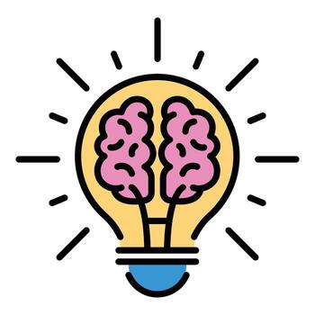 Creativity flat icon, representing imagination and innovative thinking. Symbolizes brainpower, intelligence, new ideas, and problem-solving vector