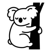 Koala on a tree line illustration vector