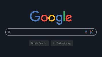 Google Search Page on Dark Background With Voice, Type, Lens Icons and Bottom Text vector