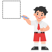 Illustration of a little boy learning geometric shapes. Illustration of Indonesian elementary school students png
