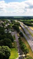 Aerial view of highway and trees video
