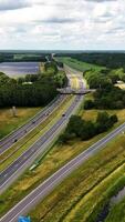 Aerial view of highway in the netherlands video