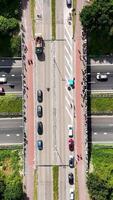 An aerial view of cars and bikes on a highway video