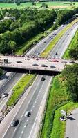 A highway with cars and trucks on it video