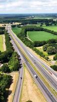 An aerial view of a highway with cars on it video