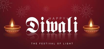 Diwali festival with lamps and decorations vector