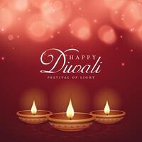 Diwali celebration with lamps and lights vector