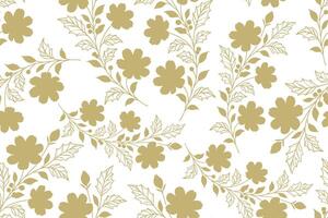 Seamless Christmas tree leaves pattern. Gold pattern on white background vector