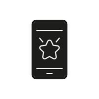 Smartphone With Star Solid Icon. Mobile App, Featured Application, And Top Rated Software Symbol. User Interface Design And Quality Rating. Isolated Illustration vector