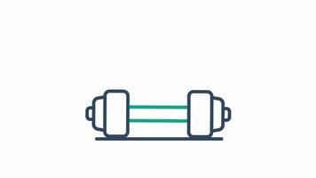 Gym icon collection animated. contains dumbbell animation, treadmill, barbell, boxing glove. animated icon related to gym and fitness. alpha channel, transparent background video