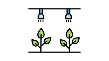 Farm icon collection animated. contains irrigation animation, watering can, farmer, windmill, sickle. animated icon related to agriculture. alpha channel, transparent background video