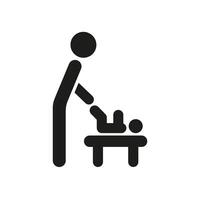 Parent Changing Baby Diaper Solid Icon. Childcare, Parenting, And Infant Care Silhouette Symbol. Family Support And Baby Hygiene. Isolated Illustration vector