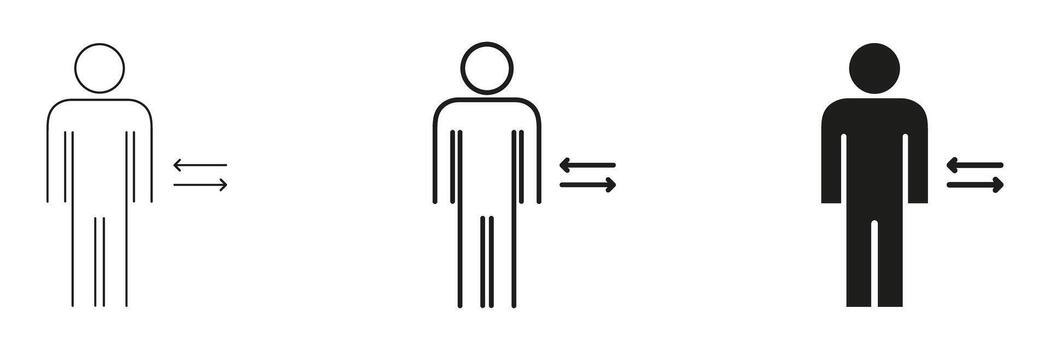 Human Interaction And Communication Arrows Icon Set. Social Exchange, Interaction, And Communication Outline And Silhouette Symbol Collection. Interpersonal Connection. Isolated Illustration vector