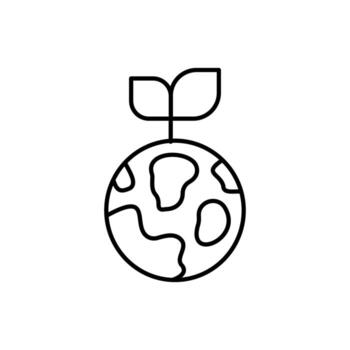 hoja por tierra o globo contorno icono para gráfico y web diseño, aplicaciones, anuncios, varios tarjetas vector