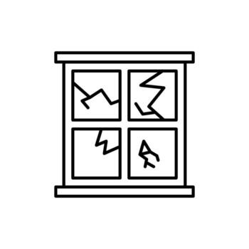 Broken Window Minimalistic Linear Sign for Web and Graphic Design, Apps, Banners, Social Network and Cards vector