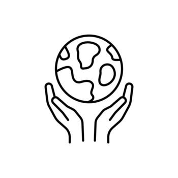 tierra o globo terminado abierto mano contorno línea icono para gráfico y web diseño, aplicaciones, anuncios, varios tarjetas vector