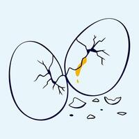 Cracked Egg with Yolk, Broken Eggshell Pieces vector