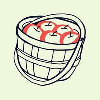 Basket of Red Apples Fall Harvest Illustration vector