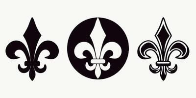 Three Black Fleur de lis Designs Graphic Illustrations vector