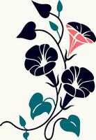 Stylized Morning Glory Flowers Botanical Illustration vector