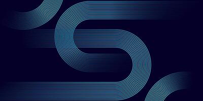 Futuristic Blue Curved Line Abstract Background on Dark Surface vector