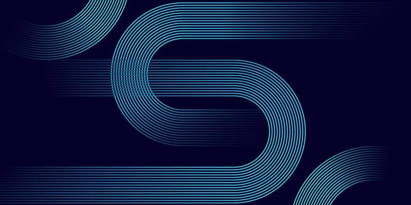 Futuristic Blue Curved Line Abstract Background on Dark Surface