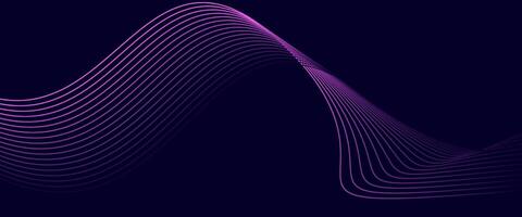 Dark Purple Abstract Wave Line Background with Neon Glow vector