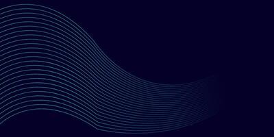 Minimal Wavy Blue Line Background on Dark Navy vector