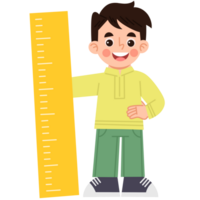 Illustration of a Boy Measuring with a Ruler png