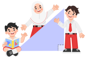 Illustration of elementary school students with right-angled png