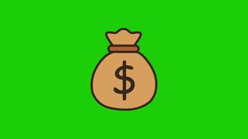 Money Bag with Dollar Sign Animation Green Screen Transparent. 4K Resolution video