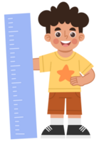 Illustration of a Happy Child Measuring with a Ruler png