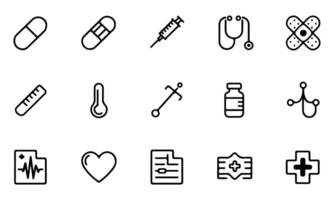 Minimal Line Medical Icon Pack Healthcare and Hospital Essentials Outline Style vector