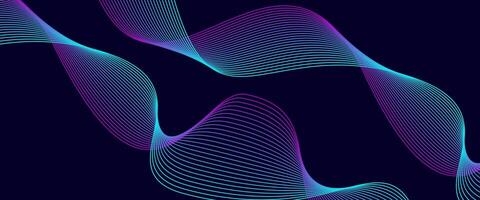 Colorful Gradient Wave Line Abstract Background on Dark Theme vector