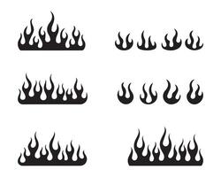Black Flame Silhouettes Fire Icons and Burning Elements Set vector