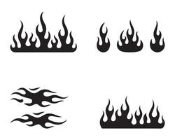 Flame Silhouette Set Black Fire Icon Pack for Tattoo and Graphic Design vector