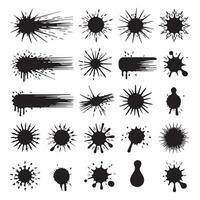 High-Contrast Ink Splatter Icons Drip, Blast, Blob, Stroke, Abstract Paint Marks vector